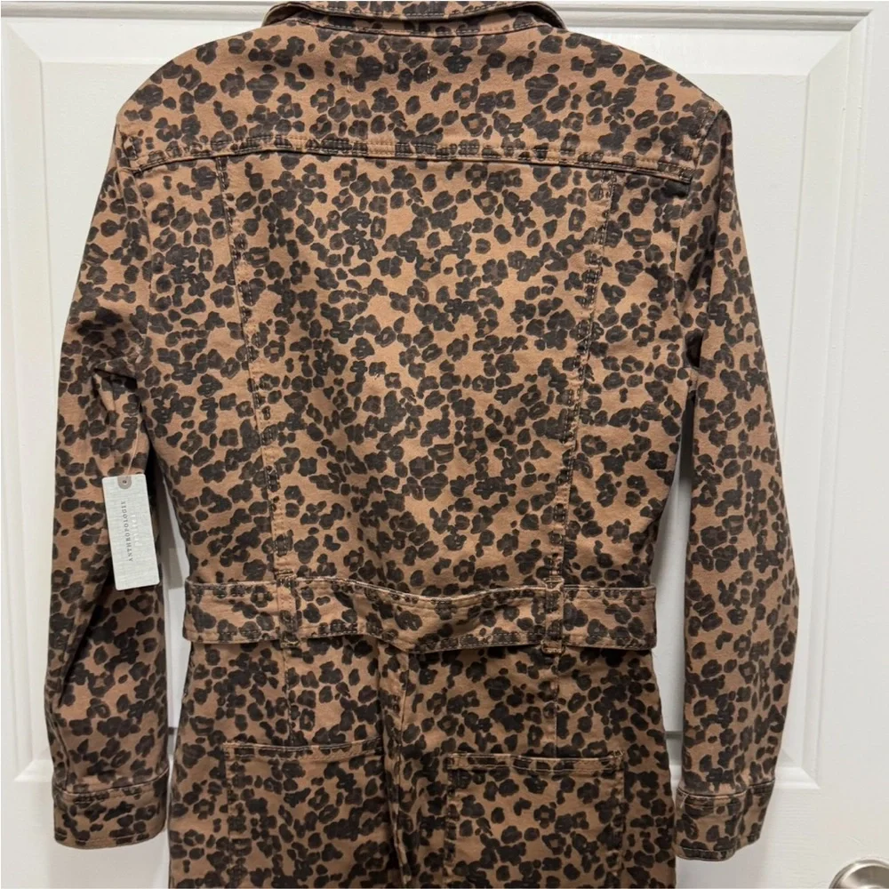 Anthropologie Denim Leopard Print Utility Jumpsuit XSP - Picture 9 of 14